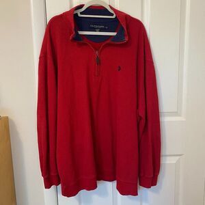 U.S. Polo‎ Assn. Quarter Zip Sweater 100% Cotton Red Men's 2XL